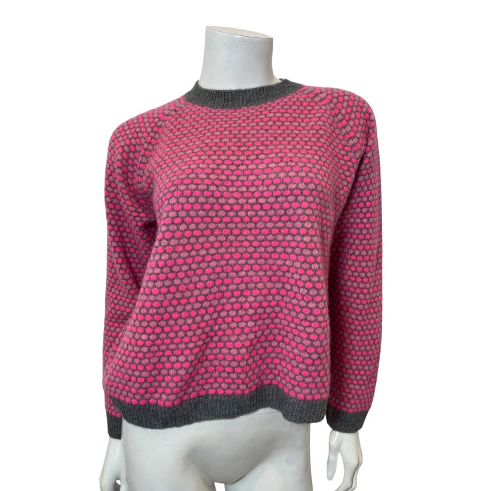 Jumper 1234 Cashmere Honeycomb Crew in Pink/Grey Size 3/M